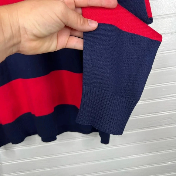 Edikted Women's Logan Light Knit Striped Pullover Sweater Blue and Red Size M/L - Picture 7 of 13